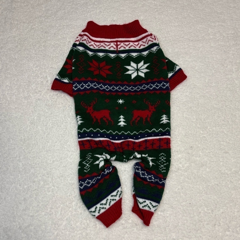 Embroider Pet Dog Ugly Christmas Sweater Knit Warm Full Body